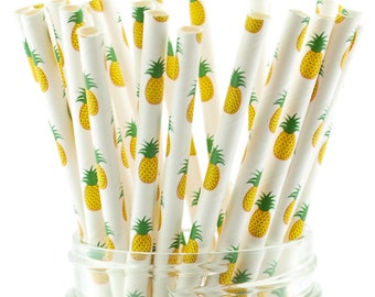 Pineapple Straws (25 Pack) - Hawaiian Luau, Tropical Pool Party