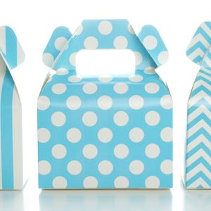 Light Blue Candy Box Set, Baby Shower Favor Boxes (36 Pack) - Winter Frozen Birthday Party Supplies, Small Square Gable Wedding Gift Box