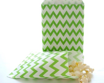 Green Chevron Party Favor Bags (25 pack) - Treat Bags, Goody Bags, Candy Bags, Green Party Bags, St. Patrick's Day, Christmas