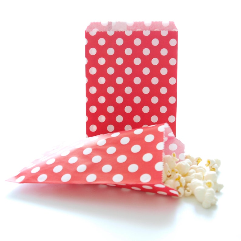 Red Paper Bags Popcorn Party Bag Ideas Candy Apple Bags Etsy
