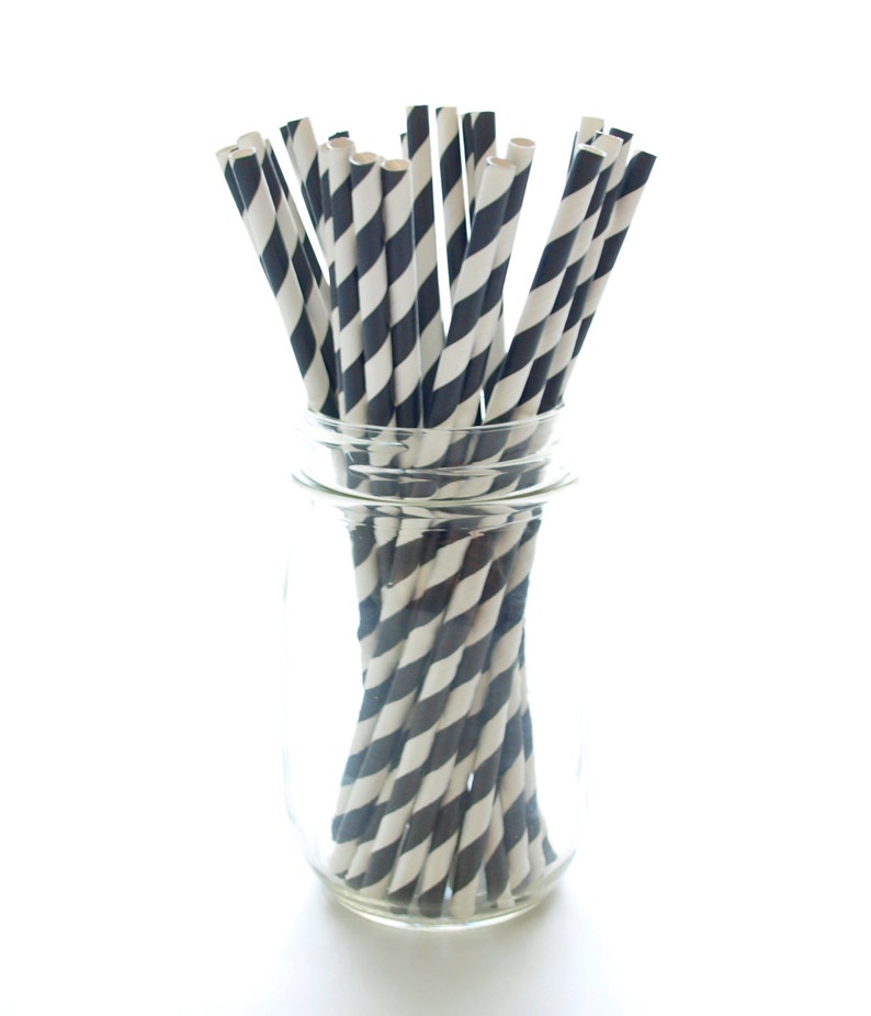 Black Drinking Straws Decorative Straws Graduation Party Etsy