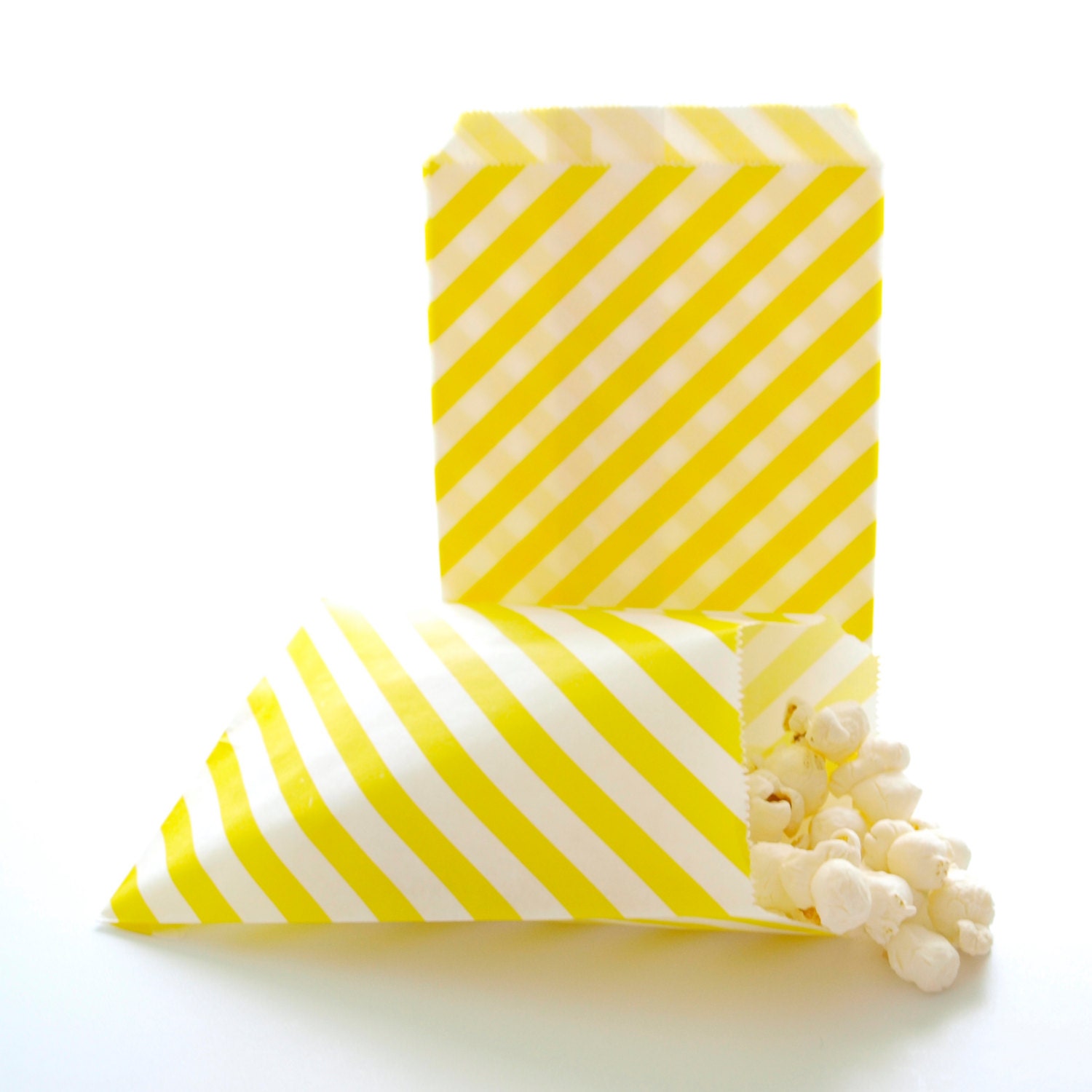 Yellow Gift Bags, Popcorn Paper Bag, Birthday Party Goodie Bags, Yellow