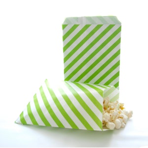Green Stripe Favor Bags (25 pack) - Party Favor Bags, Treat Bags, Paper Gift Bag, Green Candy Bags, St. Patrick&#39;s Day