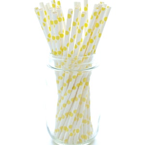Yellow Polka Dot Party Straws (25 Pack)