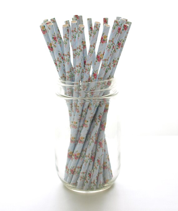 Blue Flower Straws Formal Classy Wedding Favors 25 Pack Etsy