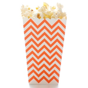 Orange Chevron Popcorn Boxes (12 Pack) - Autumn Wedding Favors, Fall Popcorn Favors, Halloween Party Cartons
