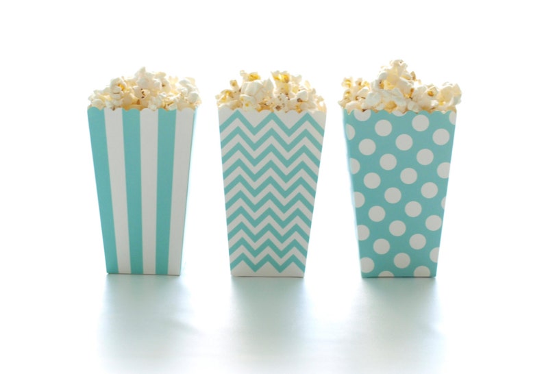 Aqua Blue Popcorn Boxes 36 Pack Mini Popcorn Tubs Etsy