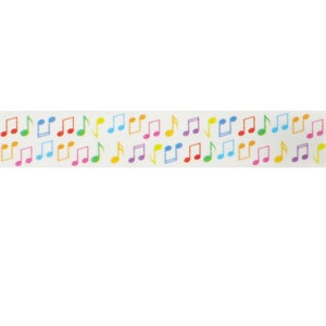 Colorful Music Notes Washi Tape (1 Roll - 9/16&quot; x 10.95 yards long) - Crafting Tape, Scrapbook Washi, Planner Supplies, Smashbook Journal
