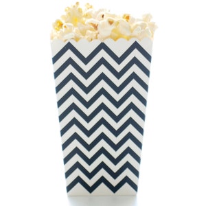 Popcorn Boxes, Black Chevron (12 Pack) - Zig Zag Wedding Favor Cartons, Graduation Party Favors, Scallop Edged Candy Containers