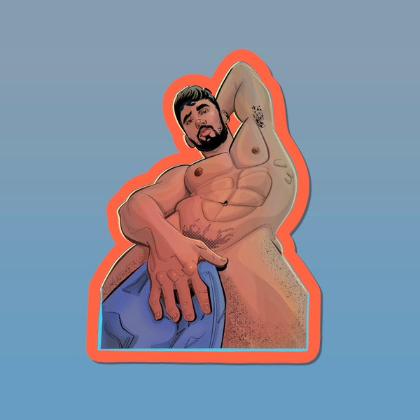 MICHAEL gay art HQ vinyl sticker sexy hunk men naked nude muscle body towel