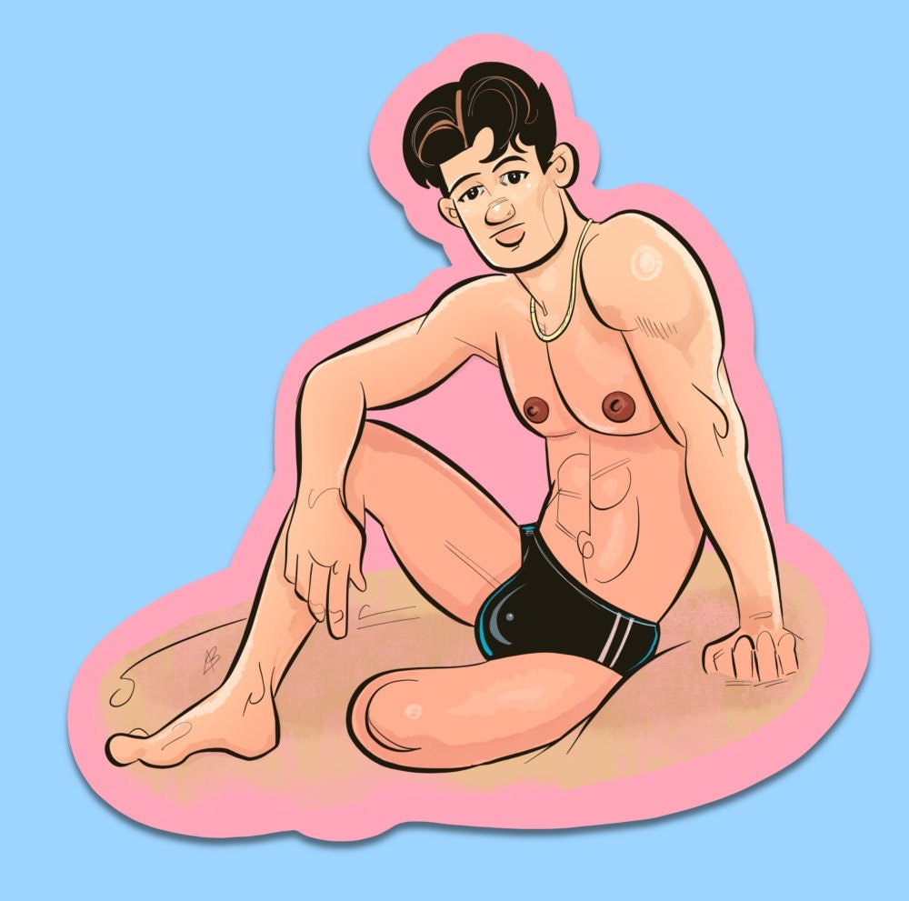 DINK vinyl sticker HQ gay art homoerotic male nude naked hunk