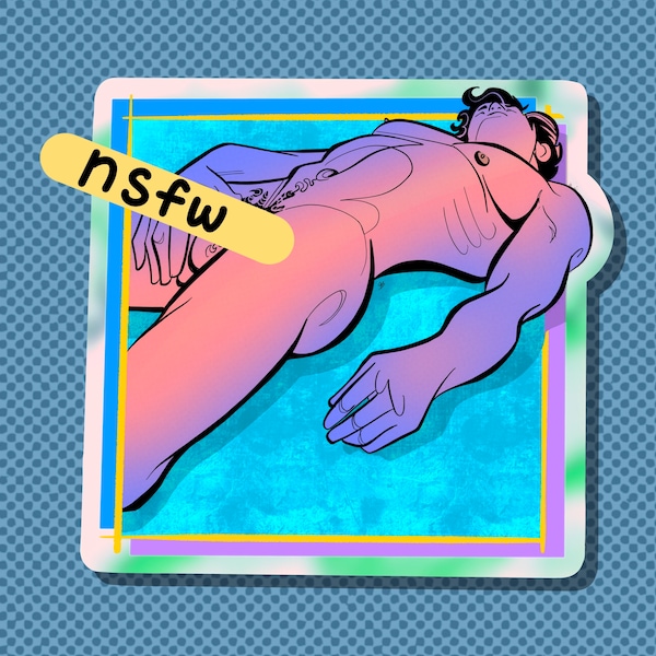 NUDIE vinyl sticker HQ gay art hunk male nude homoerotic naked men