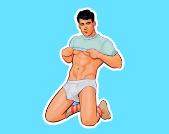 DADDY’S BOY gay art HQ vinyl sticker briefs underwear tighty whities hunk