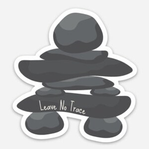 Cairn Rocks, Leave No Trace, Autocollant de randonnée, Autocollant de camping, Autocollant de plein air pour ordinateur portable, Bouteilles d’eau, Cadeau de randonnée pour femmes ou pour hommes