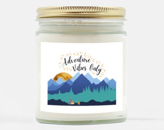 Adventure Vibes Only, Campfire Candle, Soy Wax Candles, Candles In Jars, Outdoorsy Candle For Gift, Hiking Gift For Women, Camping Gift