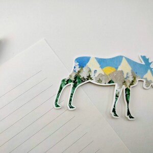 Moose Sticker, Mountain Sticker, Outdoorsy Sticker, Gift For Hikers, Hiking Sticker for laptops or water bottles, Camping Gift