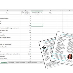 Backpacking Gear Weight Calculator, Ultralight Backpacking, Ultralight Backpacking Accessories, Thru Hiking Checklist, Hiking Printables