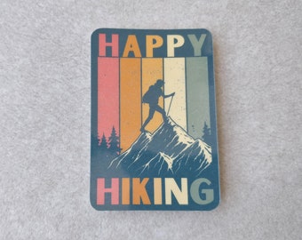 Happy Hiking Vinyl Sticker, Camping Sticker, Outdoorsy Sticker For Laptop or Water Bottles, Hiking Gift For Women or Men, Stocking Stuffer