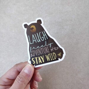 Sticker ours aventure, Sticker randonnée, Sticker camping, Sticker plein air, Cadeau de randonnée, Cadeau de camping pour femme, Bas de Noël