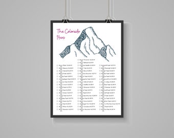 Druckbare Colorado 14ers Poster, 14ers Checkliste, herunterladbare Colorado 14ers Tracker, Colorado 14ers Geschenk für Wanderer, Geschenk für Frauen oder Männer