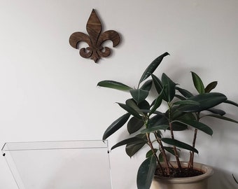 Enseigne murale Fleur de Lis - Accessoire mural Galerie - Enseigne en bois