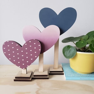 Wooden Heart Shelf Sitters - Valentine&#39;s Day Decor - Gift for Galentine