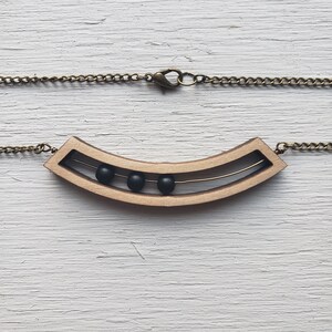 Wooden Abacus Laser Cut Wood Necklace Geometric Jewelry 5th Anniversary Gift for her image 3