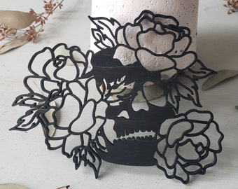 Floral Skull Wood Cut