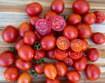 Semillas de tomate Datterino rojo dulce: paquete de 25 semillas a granel, reliquia italiana, certificado orgánico