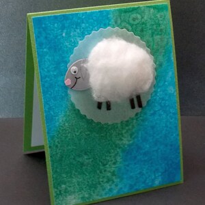Fête des Mères Moutons- Aquarelle salée Carte de salutation faite à la main- Moutons flous- Pour maman
