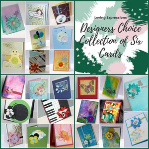 Pack de 6 cartes de vœux faites à la main assorties- Designer’s Choice- Surprise Collection