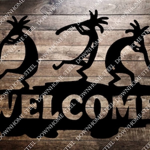 3 Kokopelli Dancing Southwest Welcome svg/dxf - Digital Download - Laser CNC Plasma Waterjet - Welcome Dancing Kokopelli Southwest DXF SVG