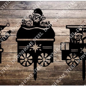 Santa Train Christmas Elf design svg/dxf - Downhome Steel Digital Download - Laser CNC Plasma Waterjet - Santa Train DXF SVG