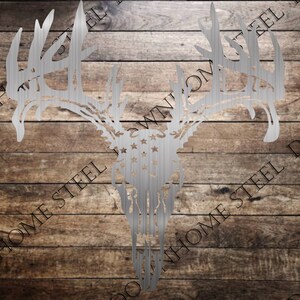 Drop tine deer skull USA flag svg/dxf - Downhome Steel Digital Download - Laser CNC Plasma Waterjet - Deer flag svg - Deer flag dxf