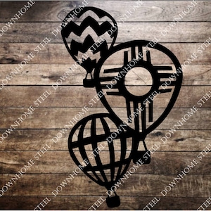 3 Baloons in sky Southwest Zia svg/dxf - Downhome Steel Digital Download - Laser CNC Plasma Waterjet - Baloons Zia Southwest DXF SVG
