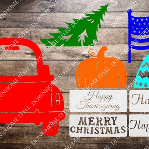 Red Holiday Truck with changable designs svg/dxf - Digital download Laser CNC Plasma - 4th of July, Christmas, Thanksgiving Easter DXF SVG