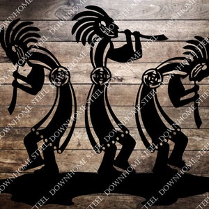 3 Kokopelli Dancing Southwest svg/dxf - Downhome Steel Digital Download - Laser CNC Plasma Waterjet - Dancing Kokopelli Southwest DXF SVG