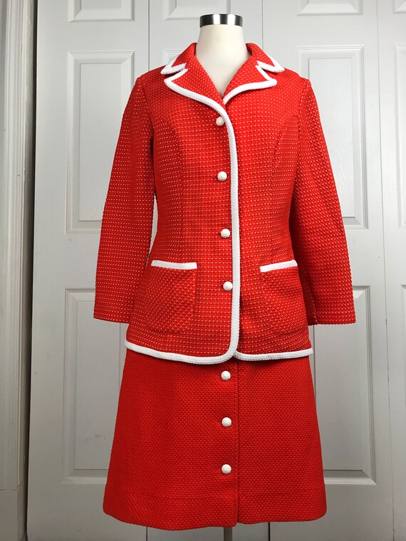 Vintage 1970's two piece polyester pique suit set