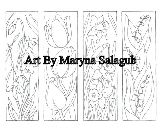 Coloriage De Signets De Page Fleurs De Printemps Numérique Timbre Bricolage Pâques Téléchargement Instantané Couleur Dimpression Faites Vous