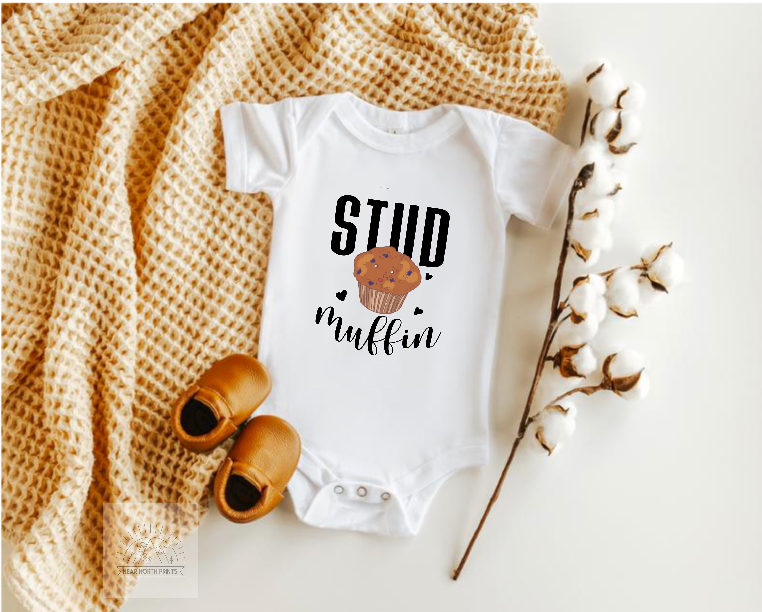 Stud Muffin or Mini Muffin cute food Baby bodysuit Toddler youth Shirt cute birthday baby shower gift B-02062101