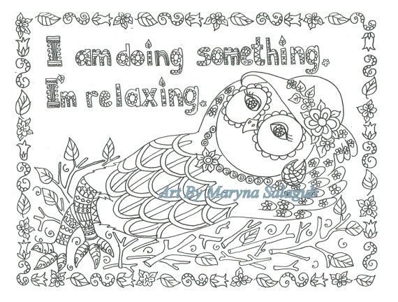Coloring page relaxing owl Download print color Digital