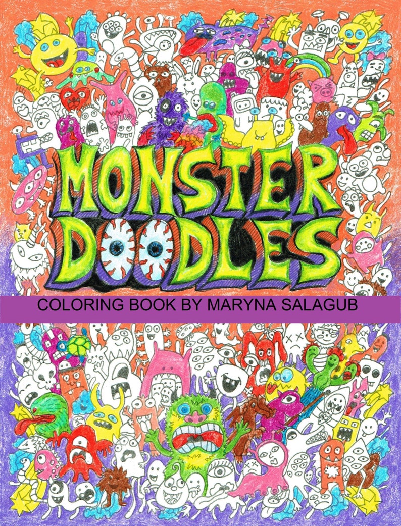 Monster Doodles Coloring Book 25 Pages Digital File Download Etsy - Monster Doodles Coloring Book 25 Pages Digital File Download Etsy