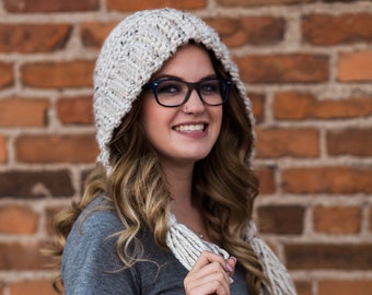 Crochet Earflap Pixie Hood Pattern: Bulky Yarn, Teacher Gift to Make (PDF Pattern)