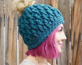 Alpine Stitch Beanie Crochet Pattern | Super Bulky Winter Hat (PDF Pattern)