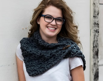 Chunky Crochet Neck Warmer Pattern: Beginner-Friendly Button Cowl (PDF)