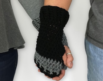 Unisex Striped Fingerless Gloves Crochet Pattern: Beginner Mitts (PDF Pattern)