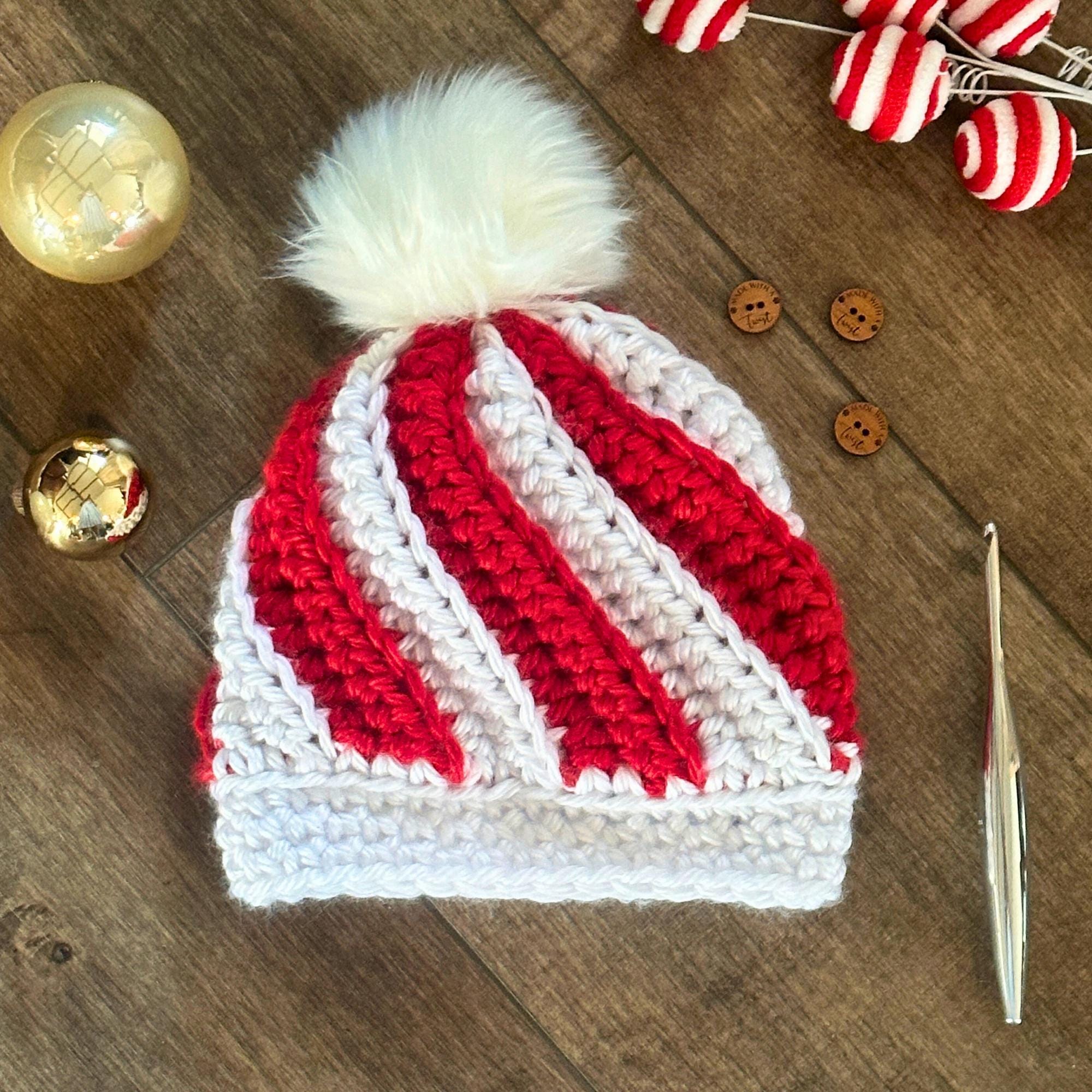 Swirl Christmas Beanie Crochet Pattern | Super Bulky Candy Cane Hat ...