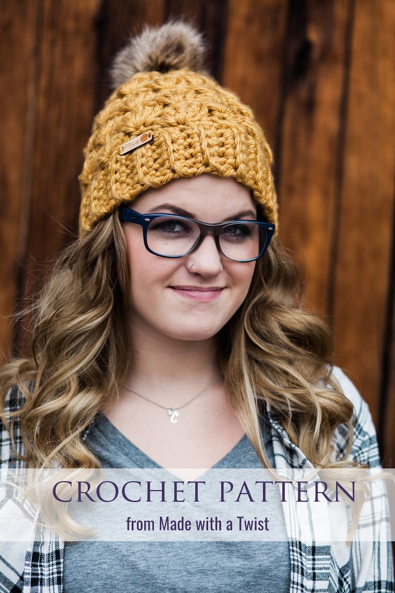 CROCHET PATTERN Emma Beanie Super Chunky Winter Hat for Women Shell Stitch Crochet Hat Pattern Chunky Beanie Pattern image 2