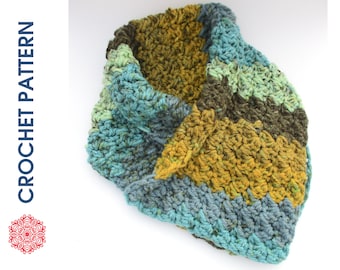 Chunky Striped Crochet Cowl Pattern: Mandala Thick & Quick (PDF Pattern)