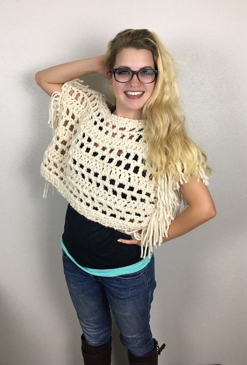 Fringed Crop Top CROCHET PATTERN Mesh Shrug Pattern Boho Crop Top Pattern Crop Sweater Crochet Pattern Festival Pattern image 2